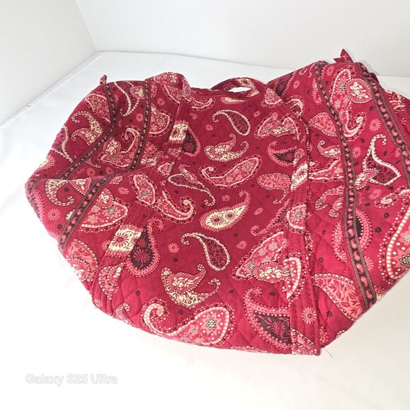Vera Bradley Large Quilted Duffel Bag in Red Paisley Pattern Retired - Picture 6 of 10